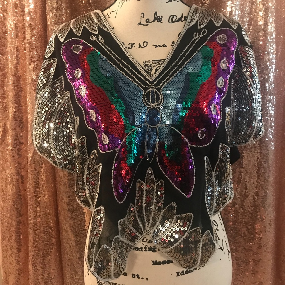 Forever 21 Sequin Butterfly Shirt